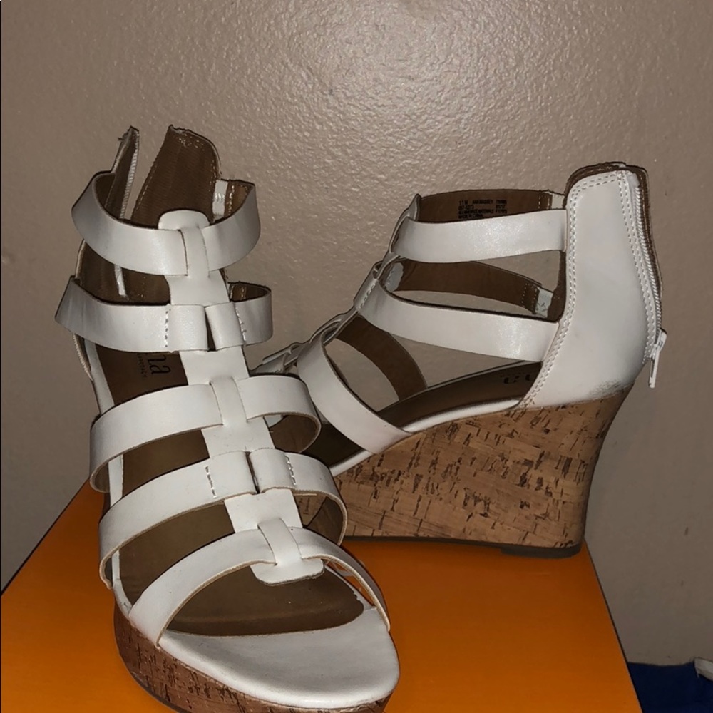 White summer wedge sandals